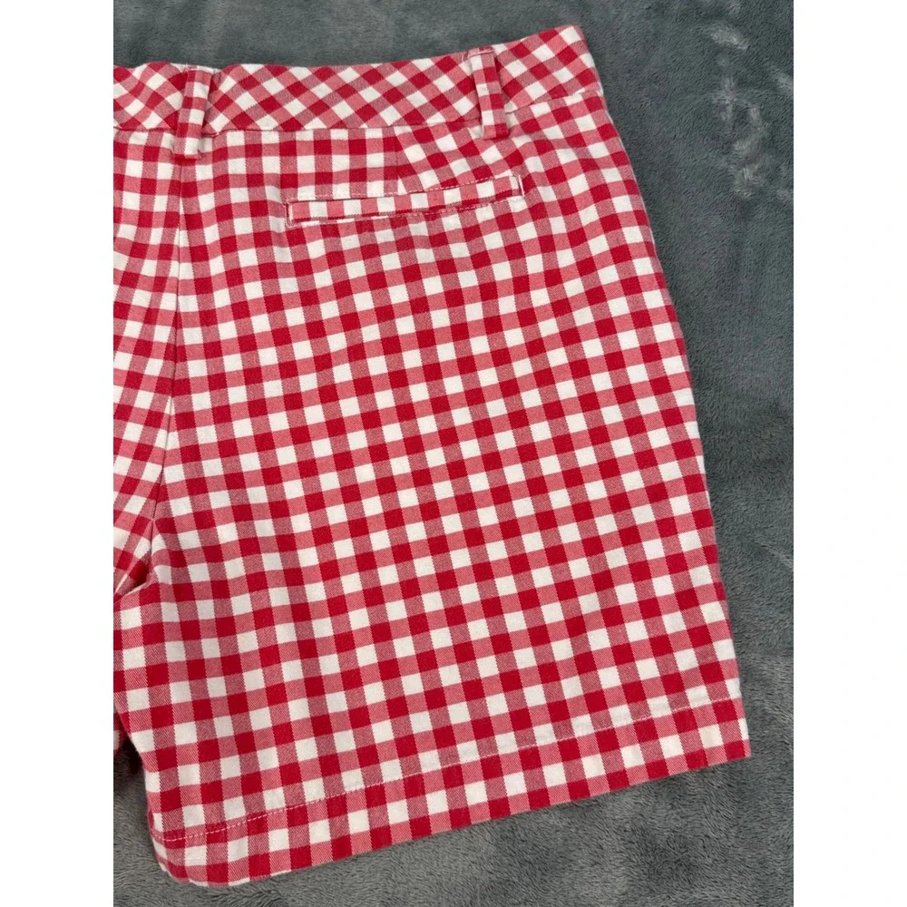 Lands End Red White Gingham‎ Shorts 10P Mid Rise Stretch 10